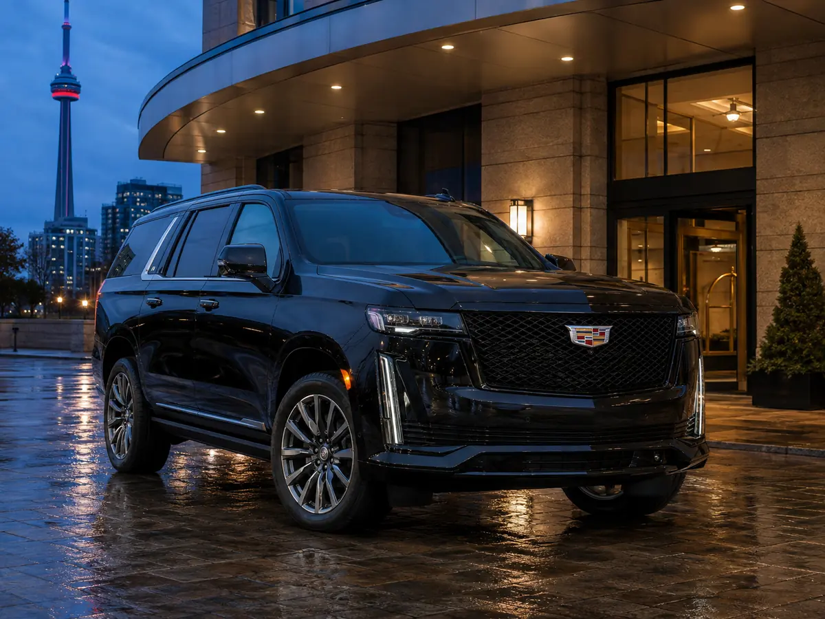 Black 2025 or newer Cadillac Escalade First Class SUV for Toronto chauffeur service