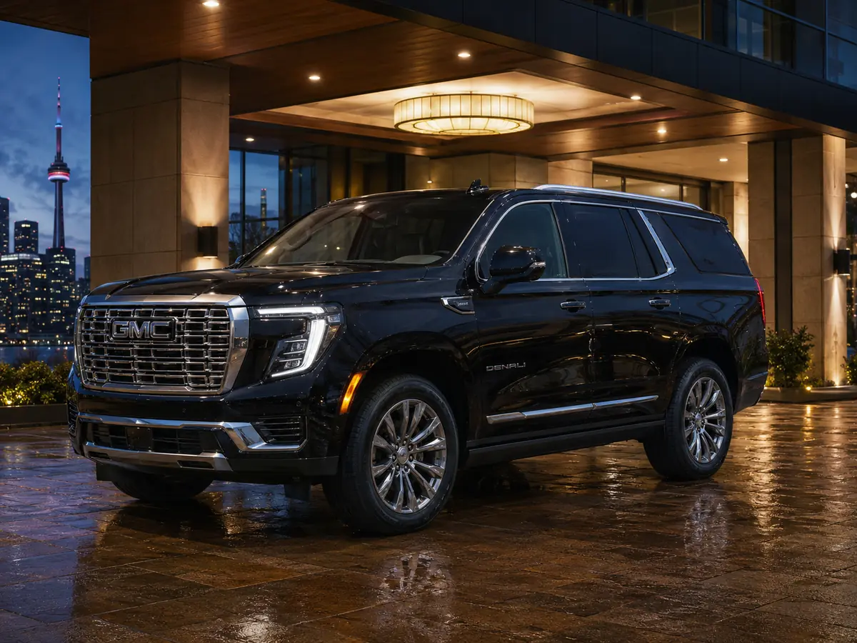 Black 2025 or newer GMC Yukon Denali Executive SUV for Toronto chauffeur service